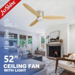 1stshine Ceiling Fan with LED and Three Wooden Blades Lamp Body Material Meatl