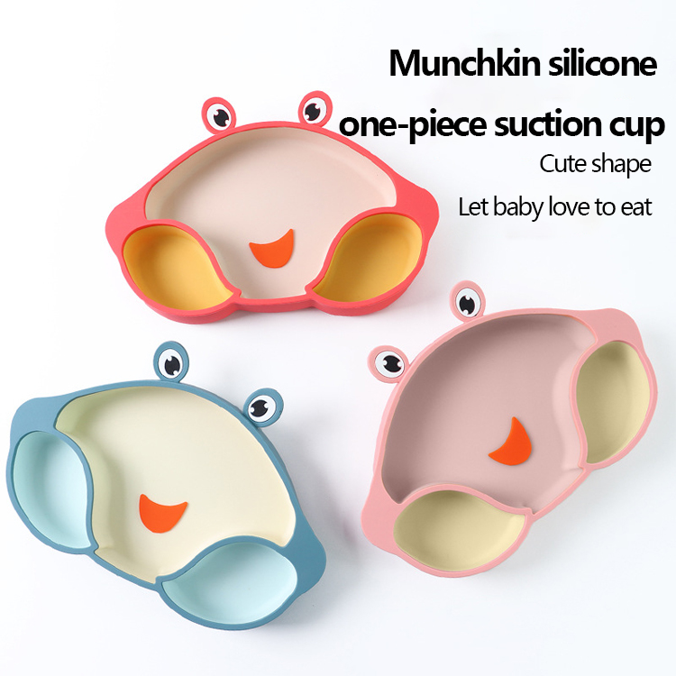 Food Feeding Silicone Baby Tray Crab Shape Suction Placemat Plate Eco Friendly