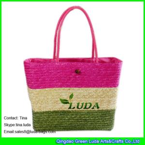 Quality LUDA colorful lady handbags brands wheat straw large chevron tote bag wholesale