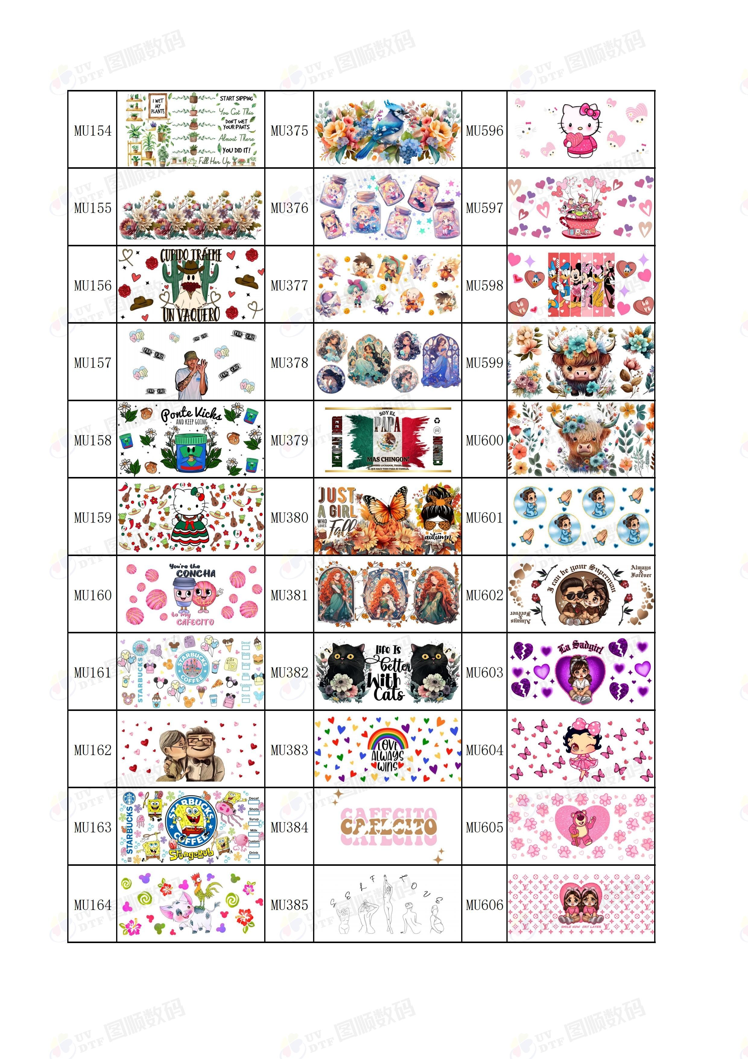 UV DTF Wraps 16oz 20oz 24oz Transfers Cartoon Christmas UV DTF