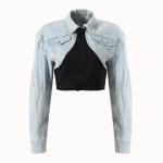 Female Short Casual Sleeve Jean Jackets Denim Cropped Jacket Hot Girl Fashionabl