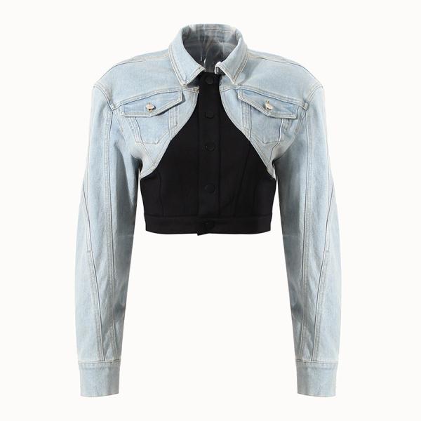 Female Short Casual Sleeve Jean Jackets Denim Cropped Jacket Hot Girl Fashionabl
