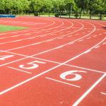 9mm Thick Red Eco Sports Flooring Rubber Running Track Impact Resistance