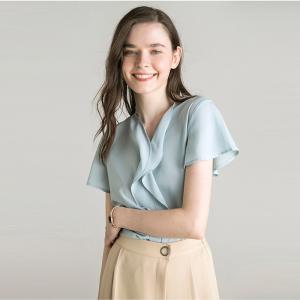 Quality V Neck Short Sleeve Summer Blouse wholesale