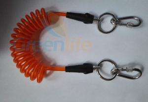 Quality Orange Plastic Core Detachable Elastic Coil Cord W/Stainless Steel Ring&amp;Karabiner wholesale