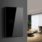 US 2Gang Single Live Wire118*74*35mm Touch Light Switch Fireproof Square PC