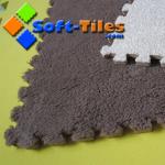 3/8" Thick Eva Brown Plush Carpet Tiles Long Hair Anti Slip