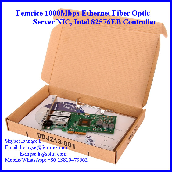 1000Mbps Ethernet Dual Port Server Network Card, SFP*2 Slot, PCI Express x4, LC Fiber Femrice 10002EF