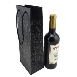 Quality black wine paper bag red wine gift bag two bottle wine shopping bag wholesale