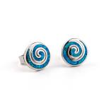 925 With Sterling Silver Natural Greek Key Blue Opal Dangle Crystal Earrings For