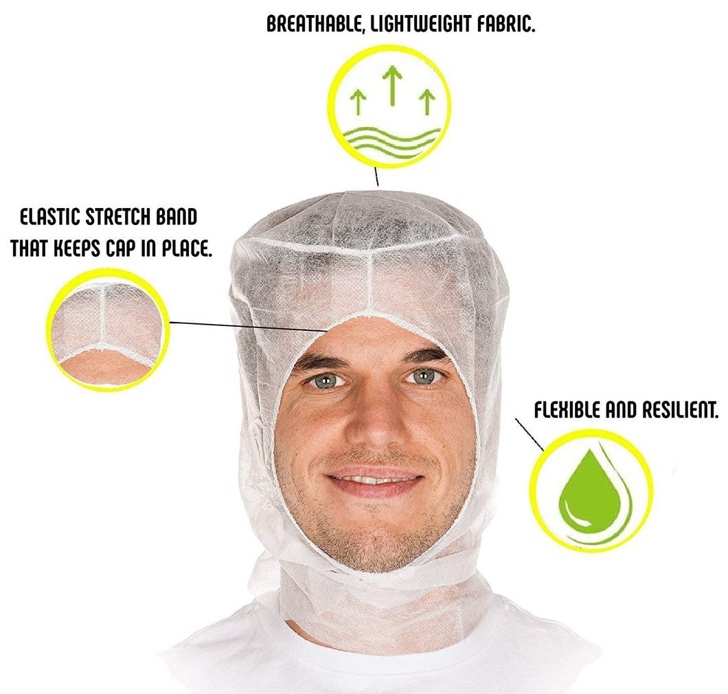 Non-Woven Polypropylene Disposable Balaclava Hairnets Caps for Food Processing Hygiene