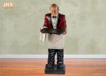 145cm Height Antique Polyresin Statue Figurine Resin Butler Holding A Plastic