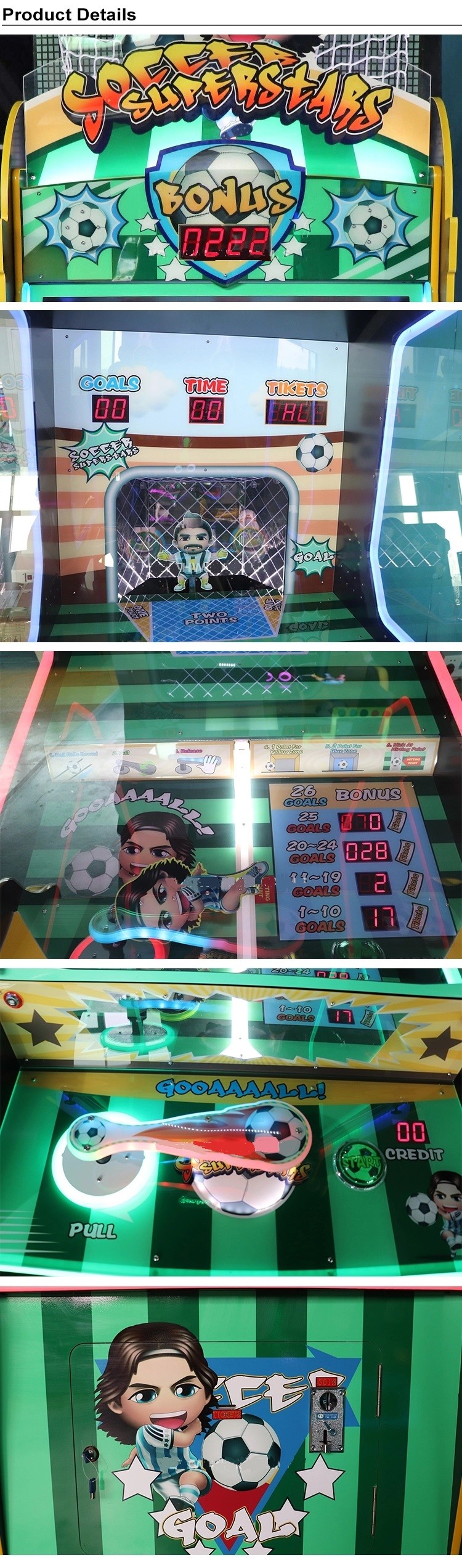 Attractive Soccer Super Stars Ticket Redemption Game Machine 1 Player 12 Months Warranty