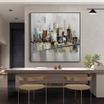Hand Painted Colorful Knife Oil Painting on Canvas Living Room Decor Abstract
