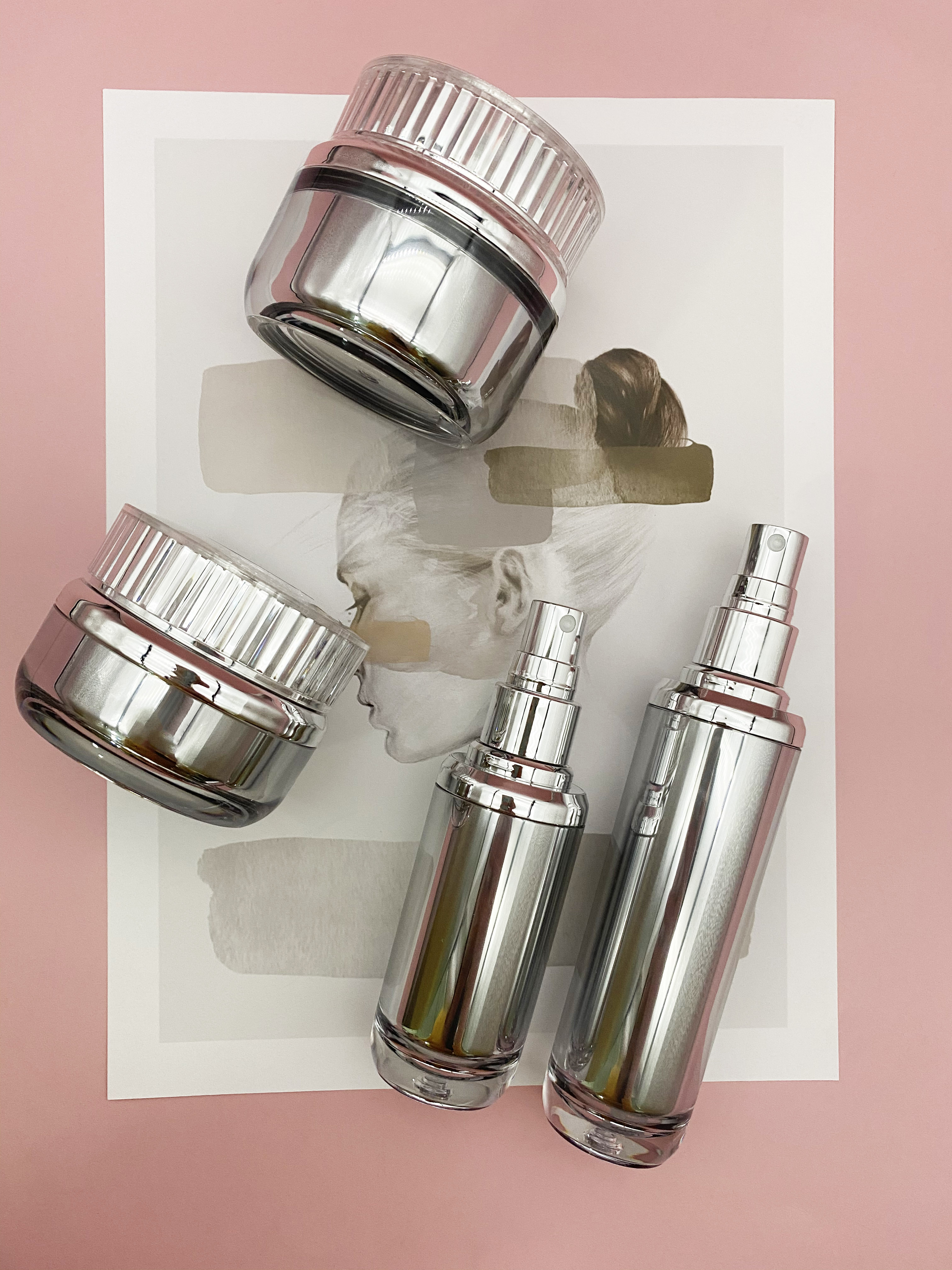 100ml Gold Luxury Cosmetics Packaging PMMA Bottle Sets Empty For Skincare