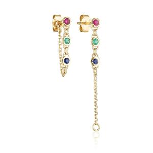 Quality Drop Bezel White Diamond 925 Sterling Silver Chain Earrings Fashion wholesale