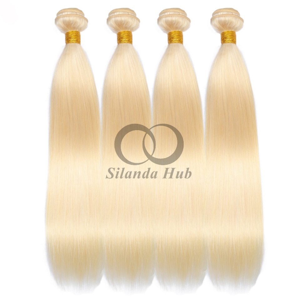 #613 Bleached Blonde Straight Remy Human Hair Bundles Sew In Weave Bundles Brazilian Bundle Deals