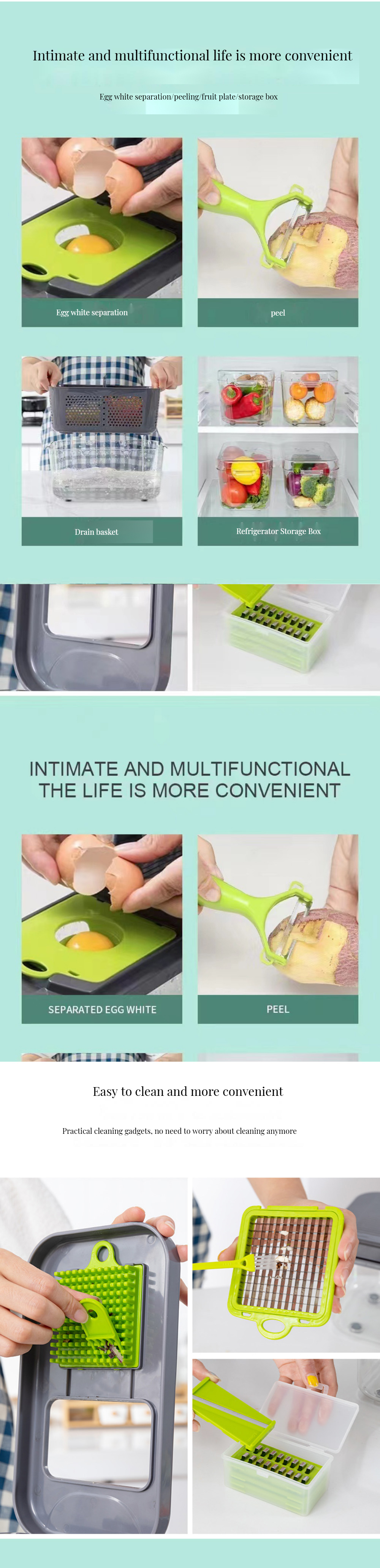 BAMBOO 22 in 1 Multi-functional Vegetable Cutter Food Chopper Fruit Slicer Food Cutter