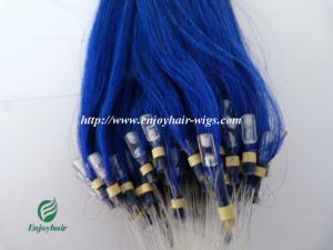 Quality Micro ring loop hair extensions 16&quot;-26&quot;L Malaysian remy hair blue# color hair wholesale