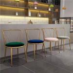 Antirust Seamless Welding Velvet And Metal Dining Chairs Gold Legs