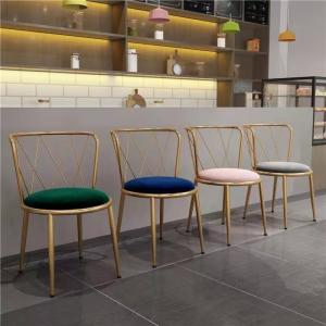 Quality Antirust Seamless Welding Velvet And Metal Dining Chairs Gold Legs wholesale