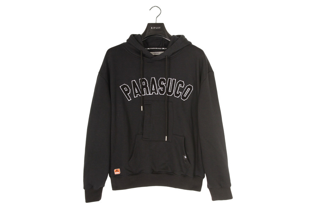 Black Towel Embroidered Mens Hoodie 320gram 65% Polyester 35% Cotton
