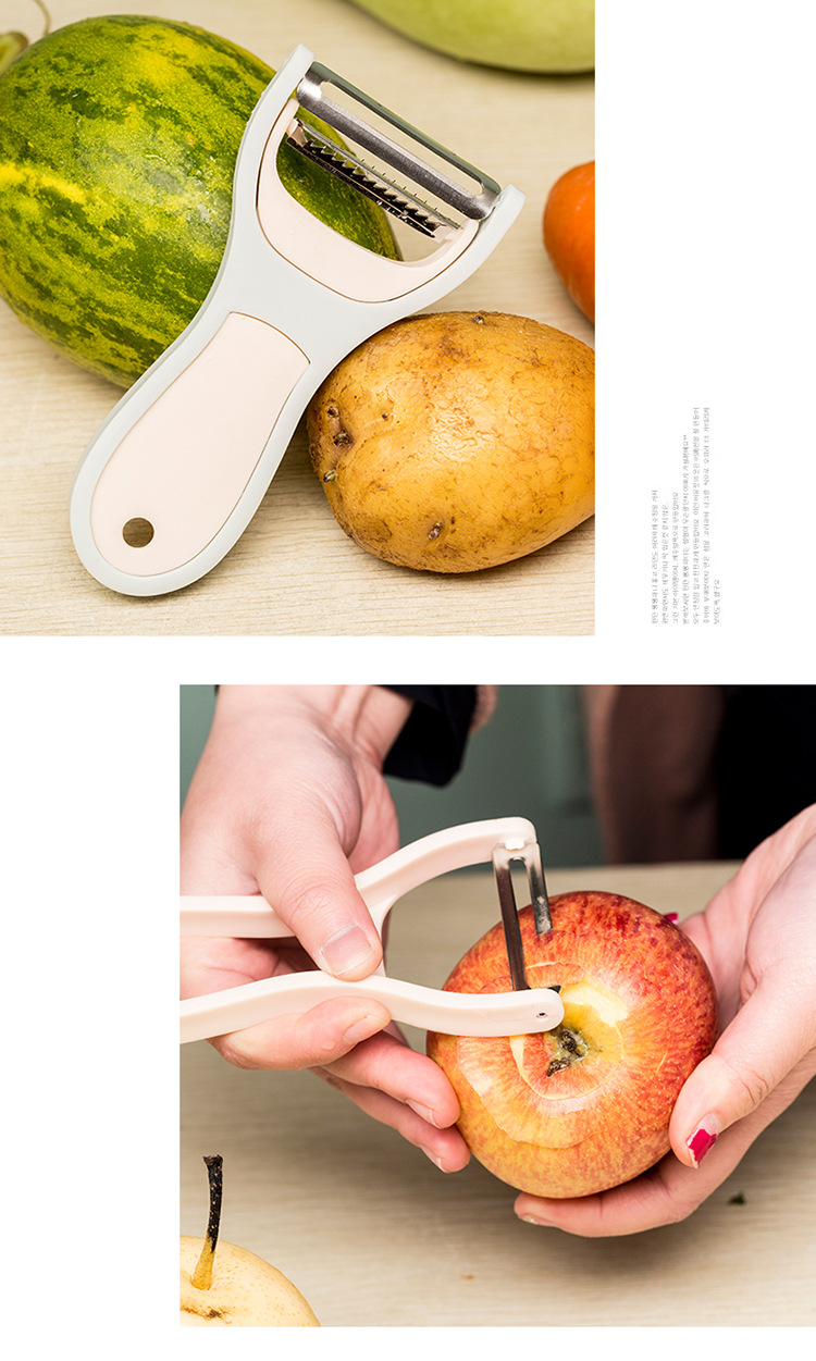 Hand Vegetable Slicer 2-in-1 Metal Peeler Durable Mini Steel Manual Tools Non-Slip Handle Safe for Commercial