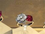 Piaget full diamonds red tourmaline rose ring of 18kt gold with yellow gold or