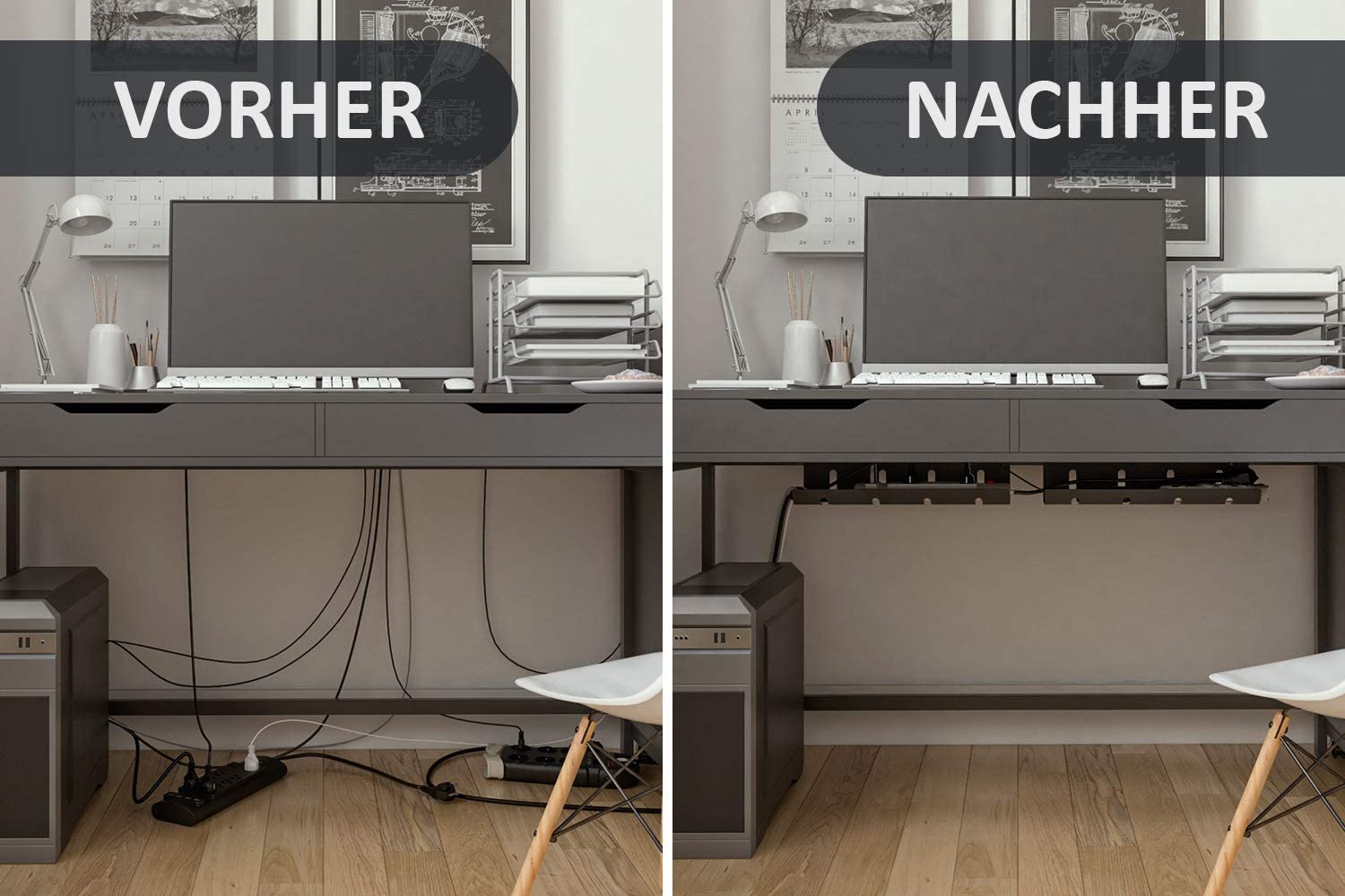 Optimize Your Workplace with our Cable Tray Desk Management Set and Mounting Accessories