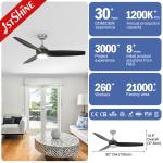 Modern 52 Inches Black ABS Blades High Air Volume Remote Ceiling Fan with LED