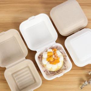 Quality Cake Food Container Paper Box Compartment Clamshell Sugarcane Lunch Box wholesale