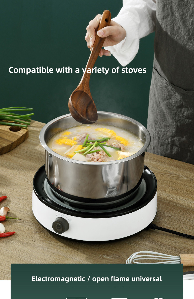 Hot Selling Kitchen 5 Pcs Cooking Pot 410 Stainless Steel Cookware Set Kitchen Soup Stock Pot Set