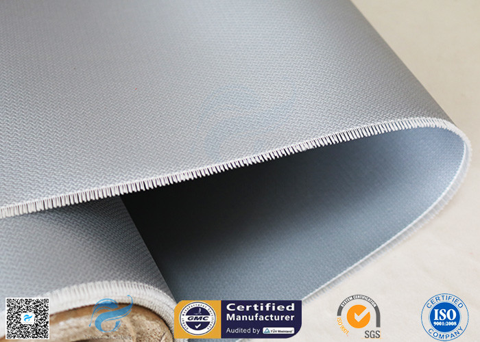 Gray Color 260℃ Alkali Free 4H Stain Weave 590g Silicone Coated Fiberglass Fabric