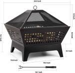 Outdoor 24.4'' Wood Burning Brazier Burning Fire Pit Heavy Duty Grille Black