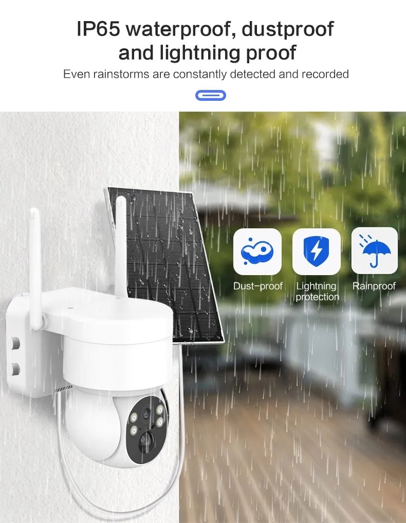 CMOS Durable Solar Powered 4G Camera , 4MP Home Security Camera With Solar Panel