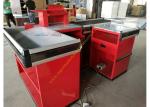 Supermarket Design Retail Cash Register Table / Cashier Desk With Conveyor Belt