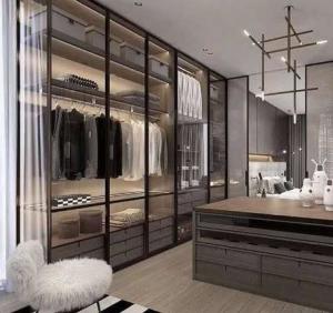 Quality Waterproof Glass Door Wardrobes E1 16mm Carcase Thickness wholesale