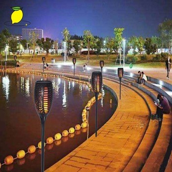 Safety Waterproof Flicker Outdoor Torch Lights For Garden Decoration Automatic On Dusk / LED Solar Flame Lamp