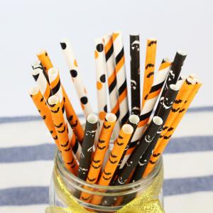 Quality Halloween Day Individually Wrapped Paper Straws Drinking Disposable Colorful wholesale