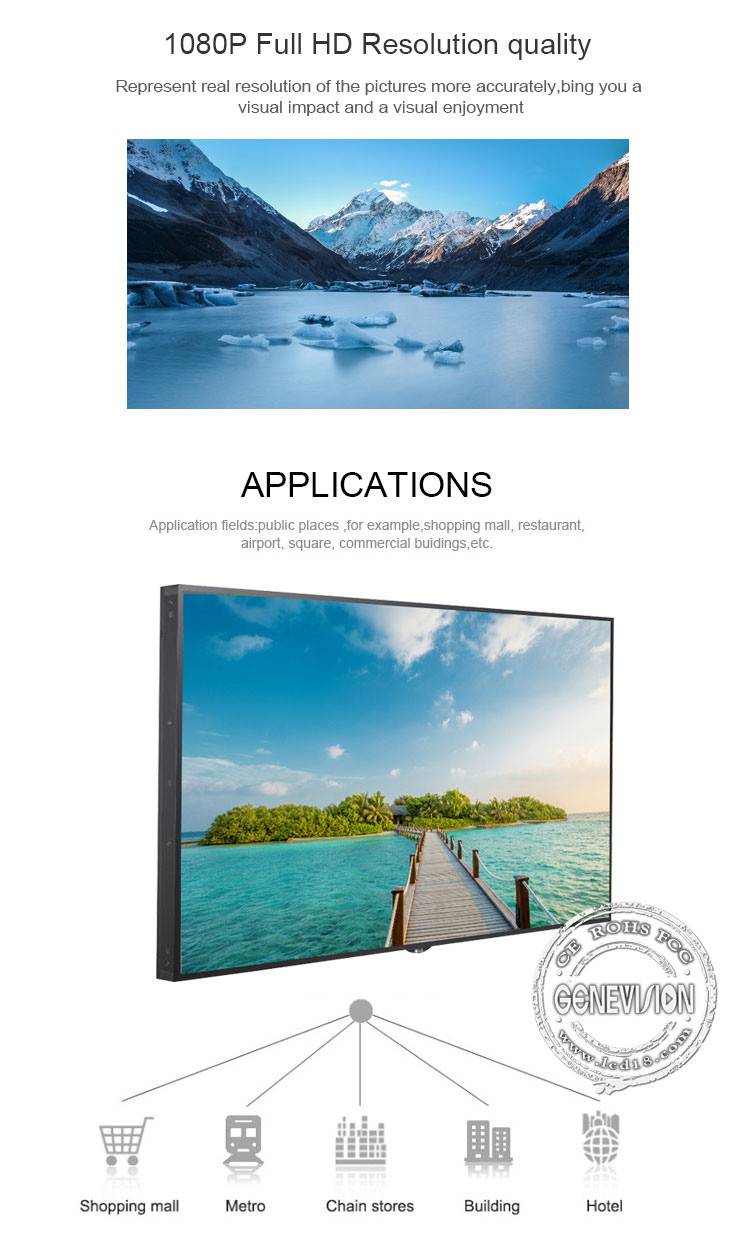 55" 1920x1080 TFT LCD Window Display 700cd/m2 For Fashion Store