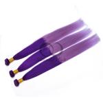 Purple/Light Purple Straight Remy Human Hair Bundles Sew In Weave Bundles