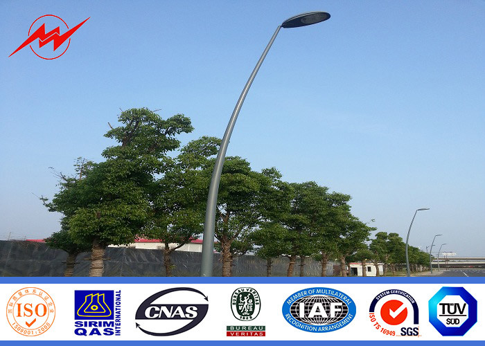 Double / Single Arm Highway Light Pole , Steel Power Pole Hot Dip Galvanization