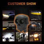 Silver Skull Style White Yellow 2 LED Motorcycle Exterior Spotlights