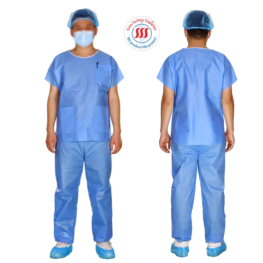 Medical Blue SMS Disposable Hospital Surgical Scrubs For Patients