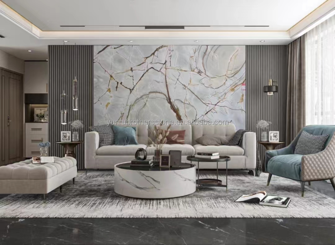 Blue Roma Quartzite Big Slab Suitable for Hotel Interior Wall and Kitchen Countertop