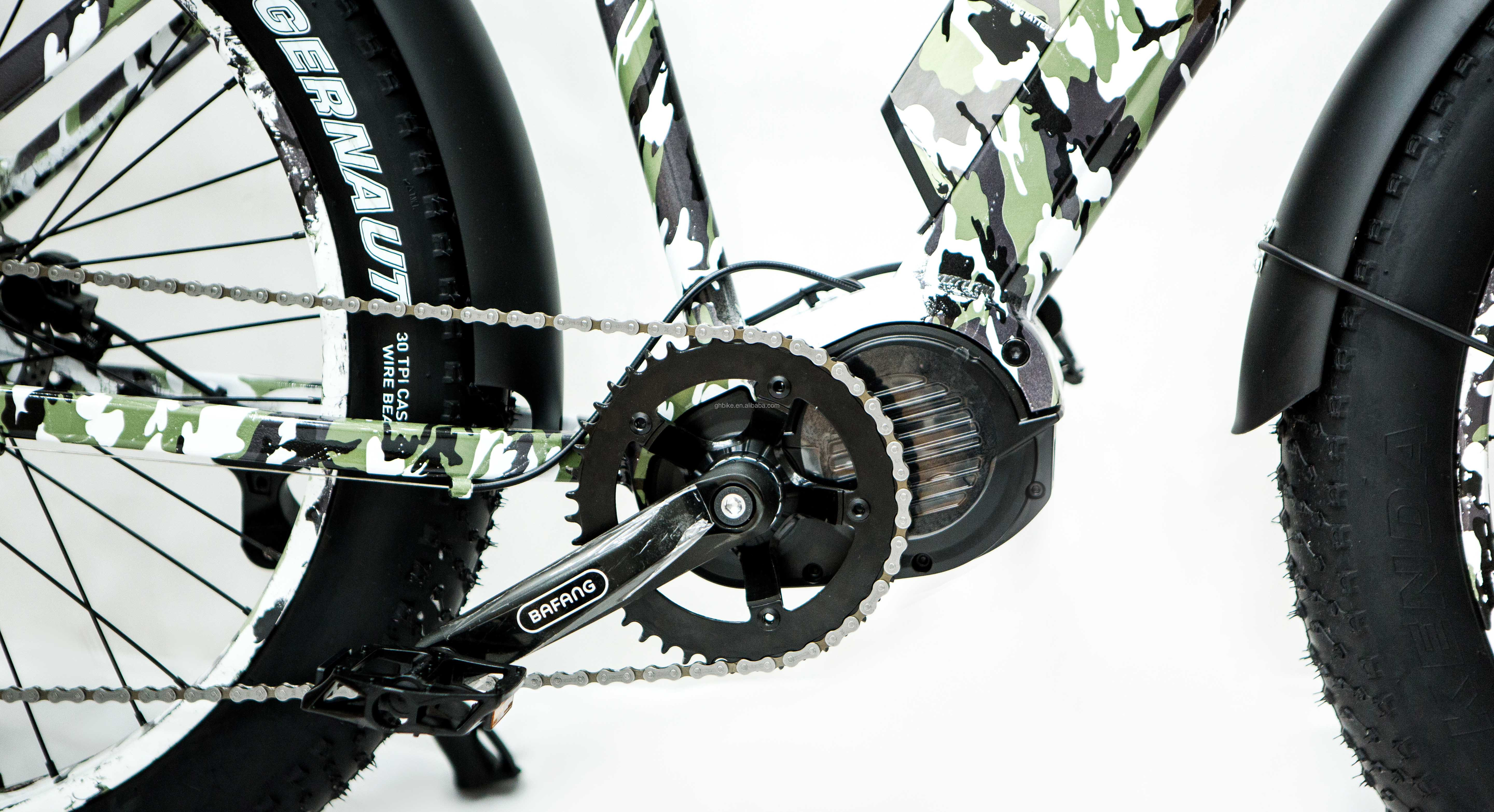 48V 17AH 1000W BaFang Central Motor Electric Mountain Bicycle with 26" Fat Snow Tires