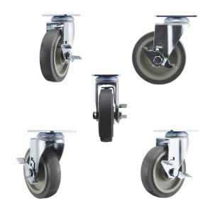 Quality 5 Inch TPR Medical Medium Duty Casters Top Plate Swivel Side Locking wholesale