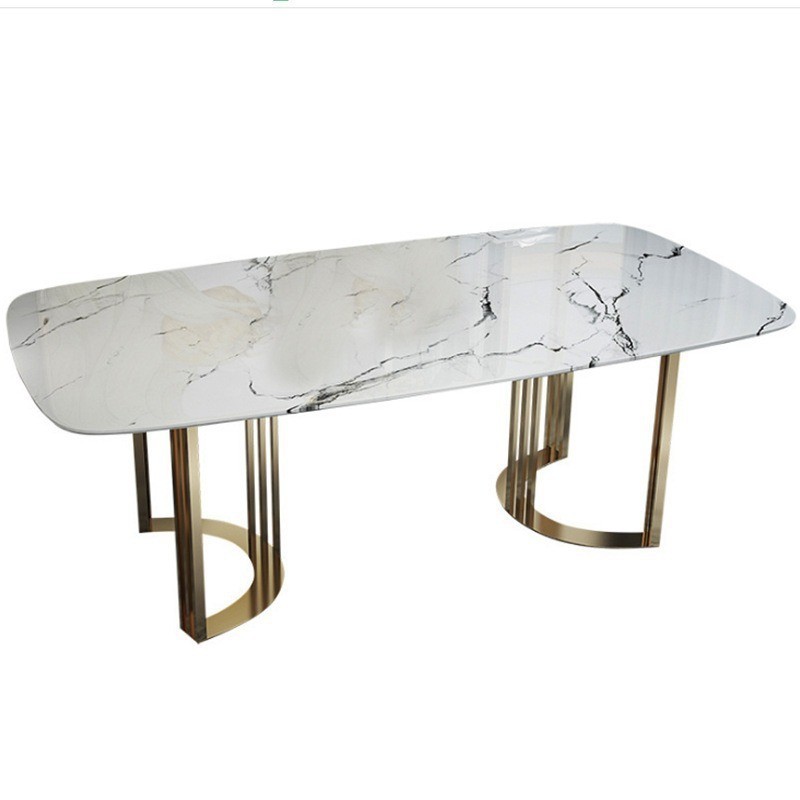 SEDIA Marble Dining Table Chair Sets With Stainless Steel Legs