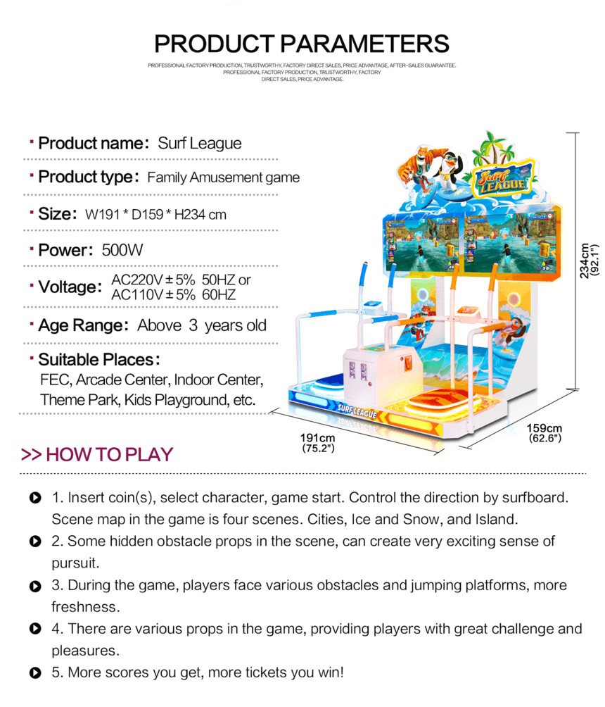Surf League Sports Arcade Machine Coin Operated Games
