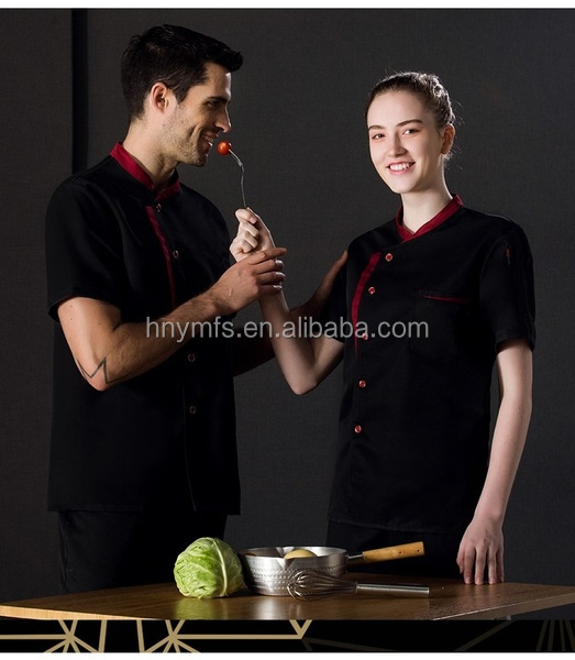 Short Sleeve Chef Uniform Tops Woman Man Cotton Fabric Breathable